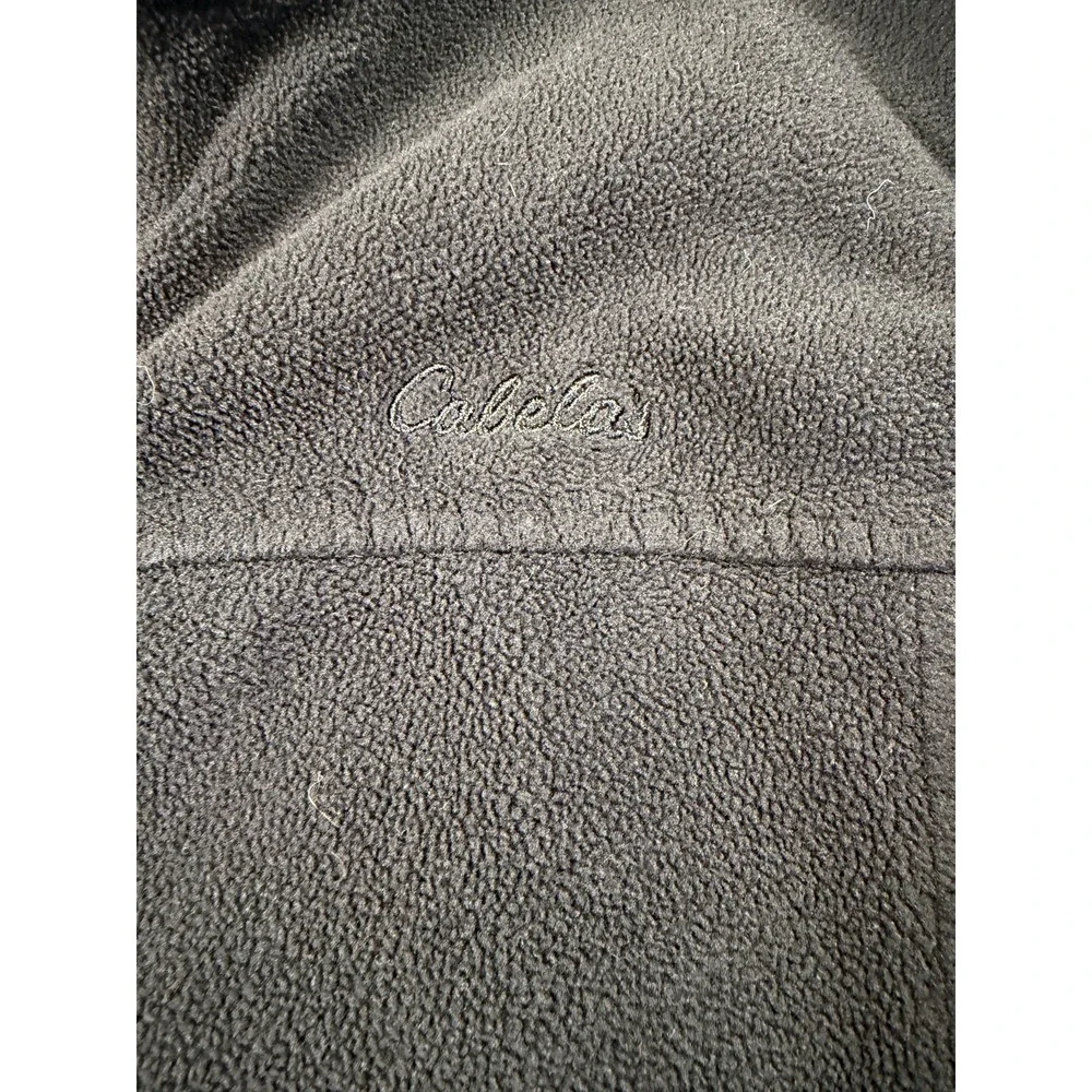 Cabelas Fleece Vest Mens L Black Full Zip Sleeveless Jacket Outdoor SKU 253